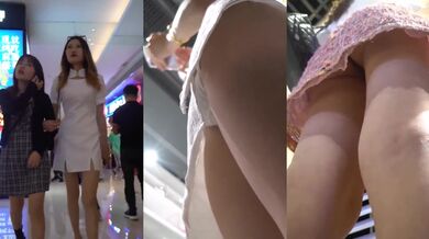 跟随抄底高颜值气质大长腿美眉 白裙小姐姐透明蕾丝内内很性感